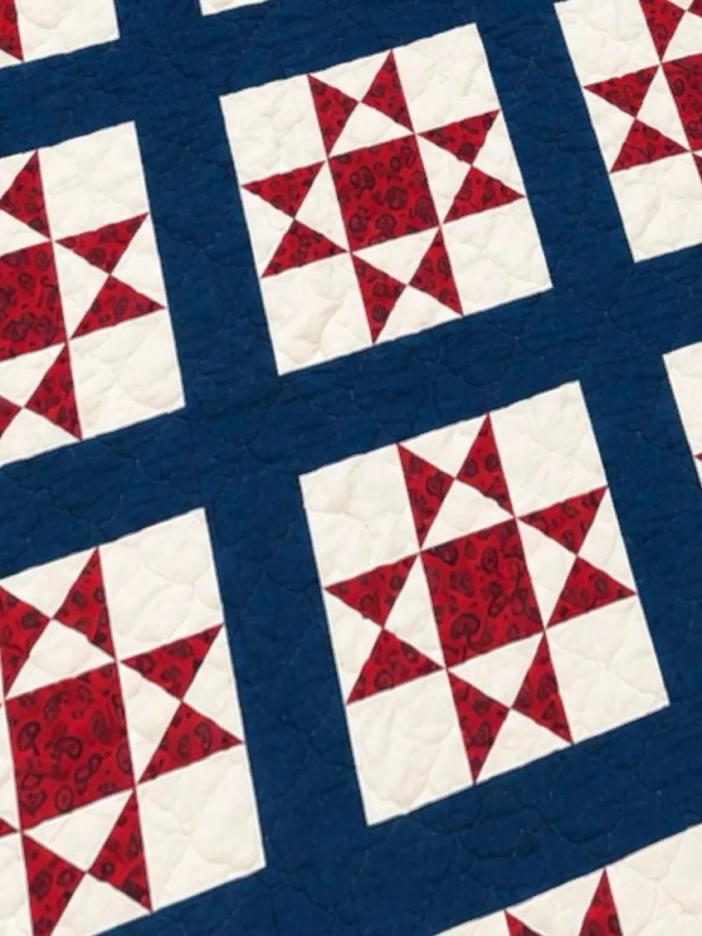 Patriotic Star Patchwork Quilt - Red, White & Blue